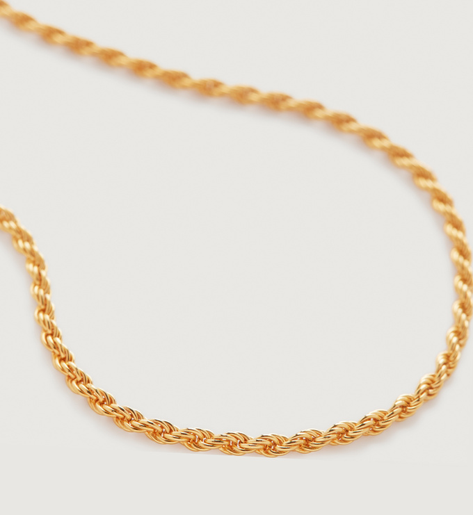 Gold Vermeil Rope Chain Necklace 41-46cm/16-18" - Monica Vinader