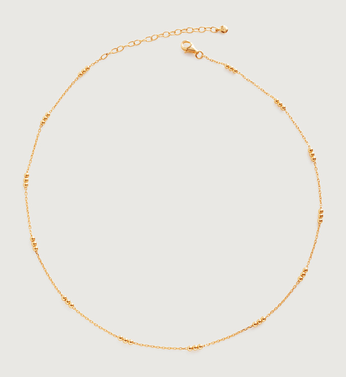Gold Vermeil Triple Beaded Choker Necklace 14-16" - Monica Vinader