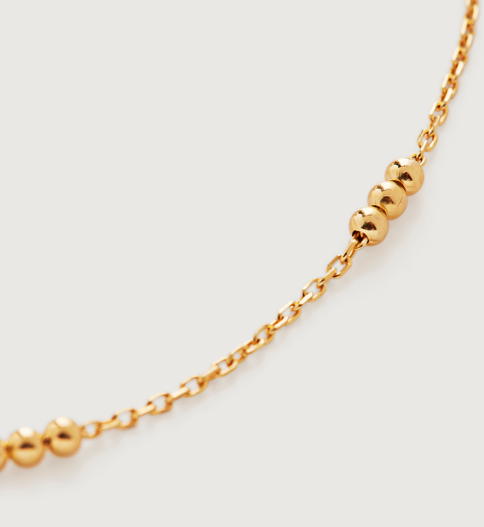 Gold Vermeil Triple Beaded Choker Necklace 35-41cm/14-16" - Monica Vinader